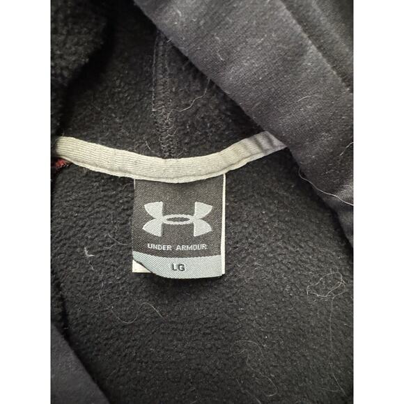 Under Armour Hoodie Sweatshirt Mens Size L Black Red Performance Athletic Loose - Picture 3 of 4